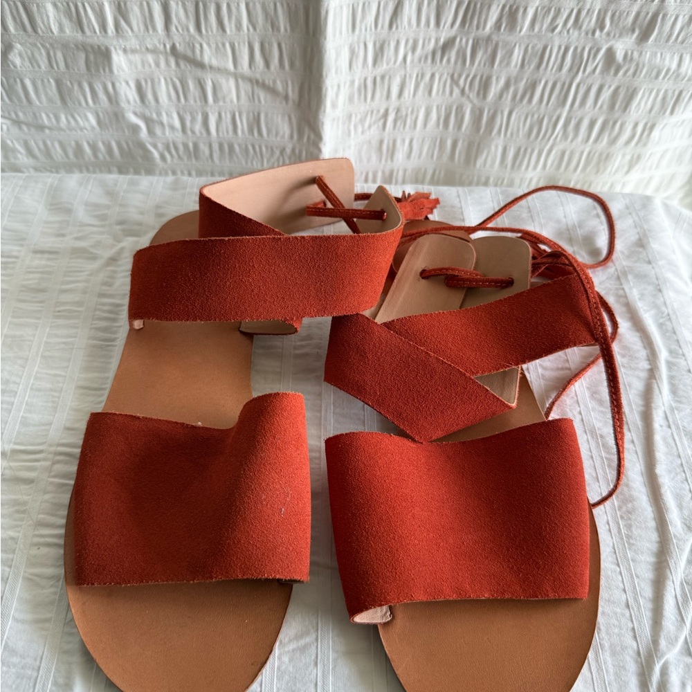 Able Women's Red Suede Sandals Size 7
